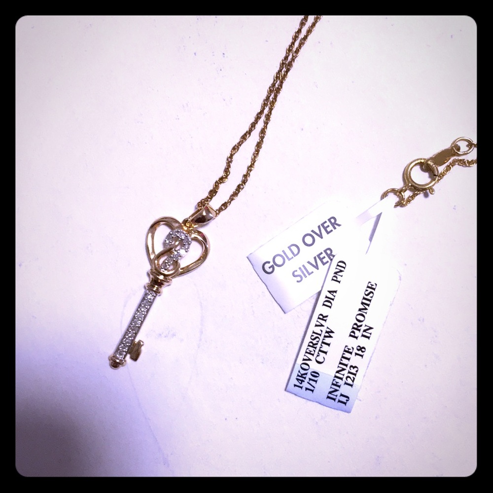 Diamond Gold & SIlver Key Necklace
